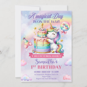 Cute Unicorn Birthday Invitation