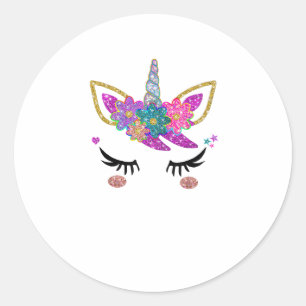Cute Unicorn Birthday Outfit Classic Round Sticker