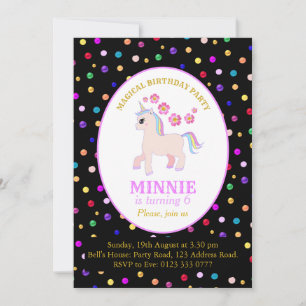 Cute Unicorn Birthday Party Invitation