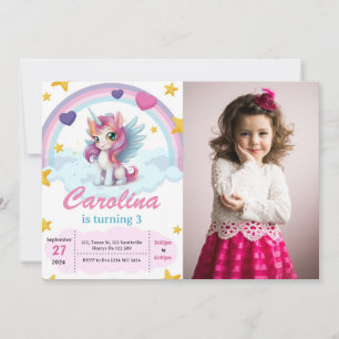 Cute Unicorn Birthday Party Invitation