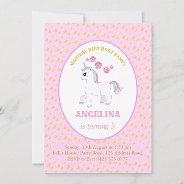 Cute Unicorn Birthday Party Invitation (Front)