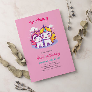 Cute Unicorn Birthday Party Invitation