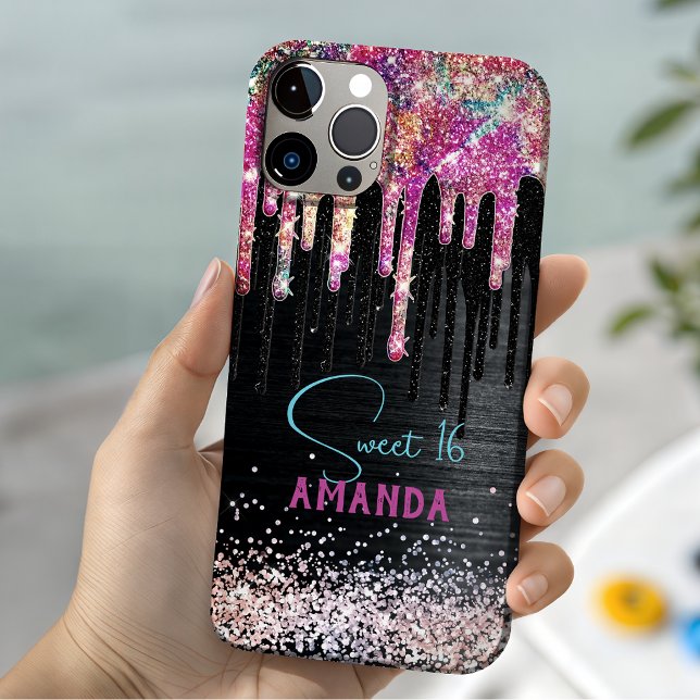Cute unicorn black glitter birthday monogram Case-Mate iPhone case (Creator Uploaded)