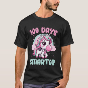 Cute Unicorn Blowing Bubble Gum 100 Days Smarter S T-Shirt