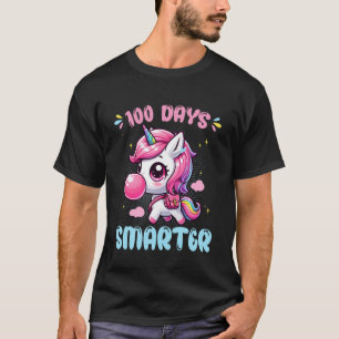 Cute Unicorn Blowing Bubble Gum 100 Days Smarter S T-Shirt