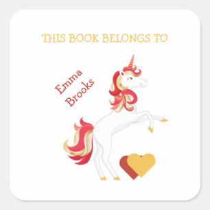 Cute Unicorn Bookplate This Book Belongs to Label