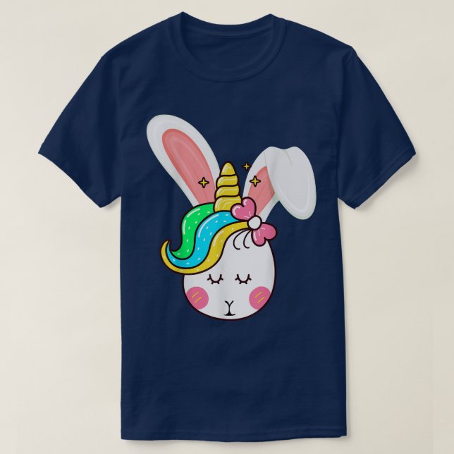 Cute Unicorn Bunny Face Easter Day Kids Girls Wome T-Shirt (Design Front)