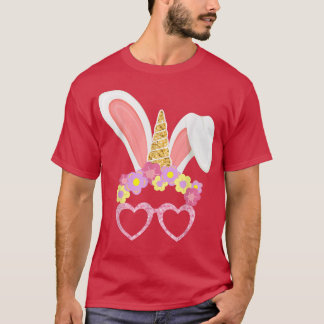 Cute Unicorn Bunny Face Easter Day Kids Girls Wome T-Shirt