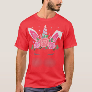 Cute Unicorn Bunny Face Easter Day Kids Girls Wome T-Shirt