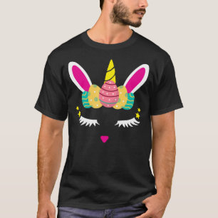Cute Unicorn Bunny Face Egg Happy Easter Rabbit Ki T-Shirt