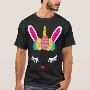 Cute Unicorn Bunny Face Egg Happy Easter Rabbit Ki T-Shirt