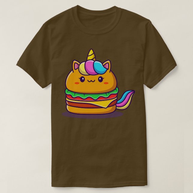 Cute Unicorn Burger  T-Shirt (Design Front)