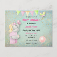 Cute Unicorn/Butterflies Baby Shower Invitation