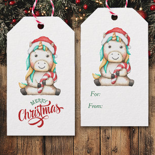 Cute Unicorn Candy Cane Gift Tags