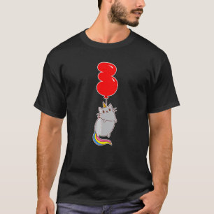 Cute Unicorn Cat 3rd Birthday Kids Balloon Party T-Shirt