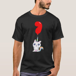 Cute Unicorn Cat 7th Birthday Kids Balloon Party T-Shirt