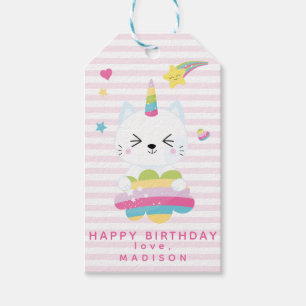 Cute Unicorn Cat -  Kids' Birthday Gift Tags