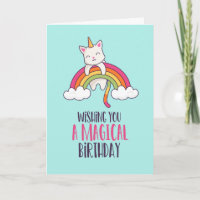 Cute Unicorn Cat Magical Rainbow Funny Birthday