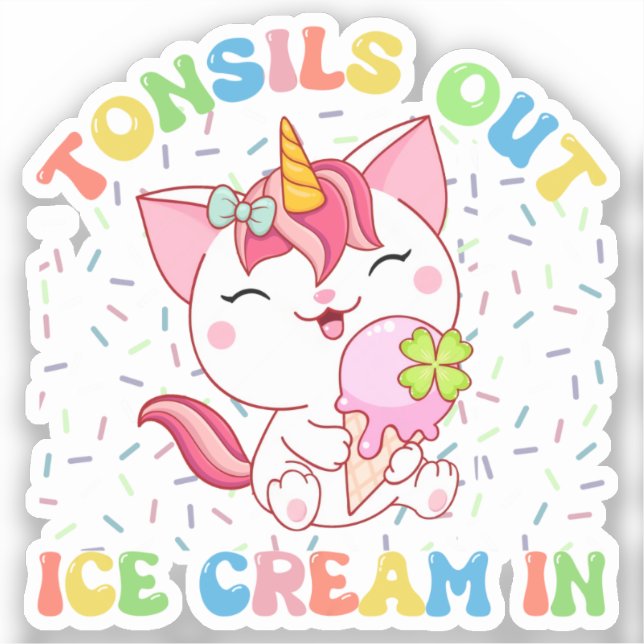 Cute Unicorn Cat with Ice Cream | Funny Pun (Front)