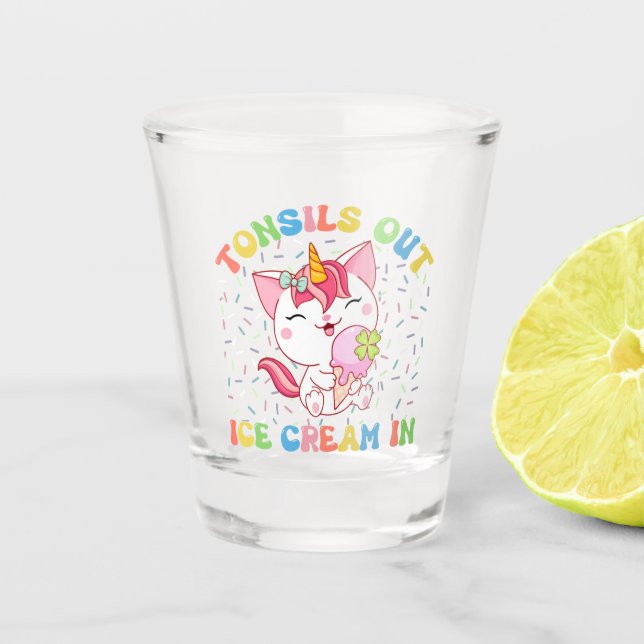 Cute Unicorn Cat with Ice Cream | Funny Pun Shot Glass (Front)