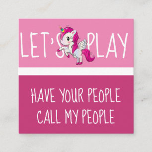 Cute Unicorn Childs Playdate Square Business Card