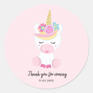 Cute unicorn - choose background colour classic round sticker