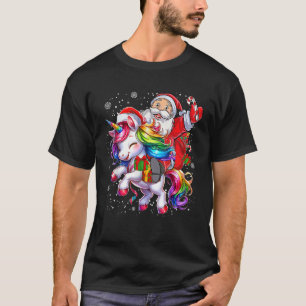 Cute Unicorn Christmas Girls Kids Women Santa Unic T-Shirt