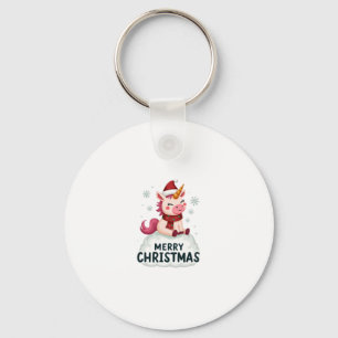 Cute unicorn Christmas hat unicorn Christmas T-Shi Key Ring