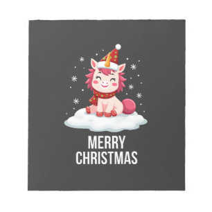 Cute unicorn Christmas hat unicorn Christmas T-Shi Notepad