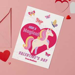 Cute Unicorn Classroom Valentine's Day Cards