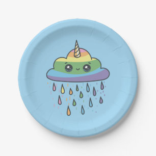 Cute Unicorn Cloud Paper Plate