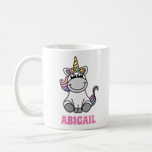 Cute Unicorn Colourful Personalised Custom Name Coffee Mug