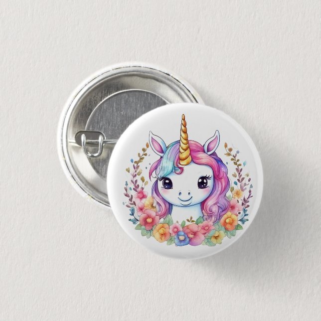 Cute Unicorn Cool Unicorn positive 3 Cm Round Badge (Front & Back)