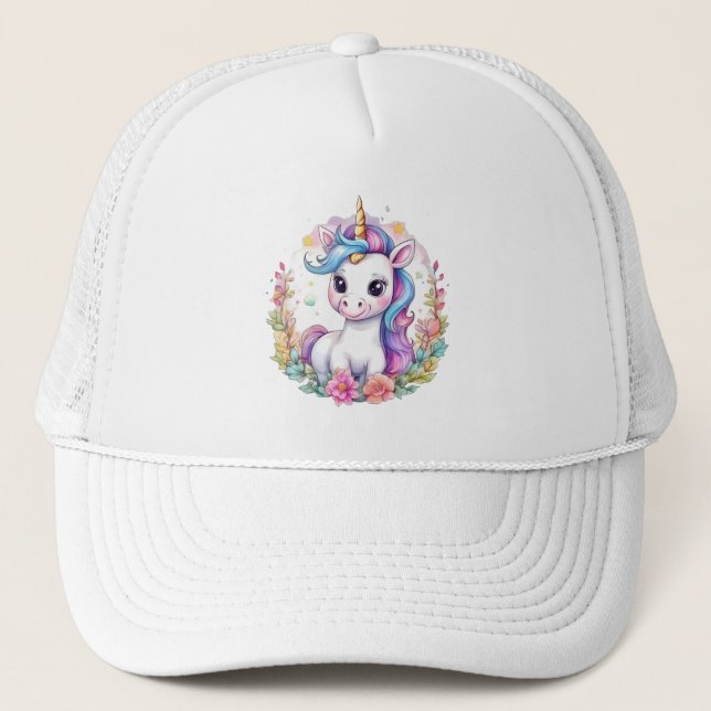 Cute Unicorn Cool Unicorn positive Trucker Hat (Front)