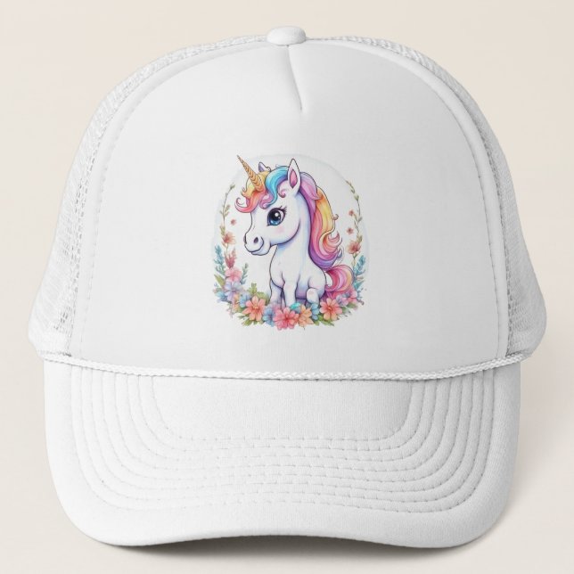Cute Unicorn Cool Unicorn positive Trucker Hat (Front)