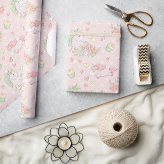 Cute Unicorn Cupcakes Wrapping Paper Sheets