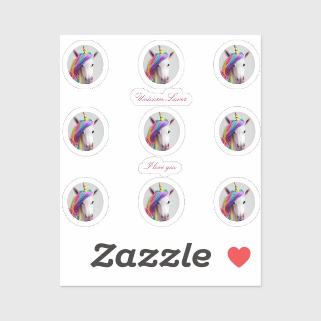 Cute Unicorn Custom-Cut Vinyl Sticker (Sheet)