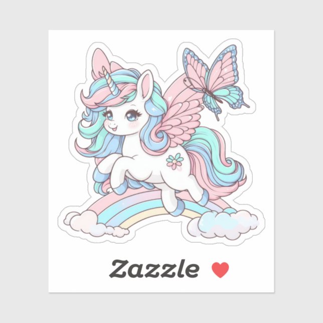 Cute Unicorn Custom-Cut Vinyl Stickers (Sheet)