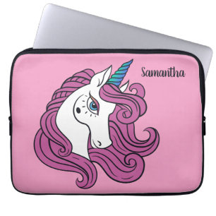 Cute Unicorn custom name & color laptop sleeves