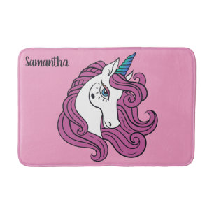 Cute Unicorn custom name & colour bath mats