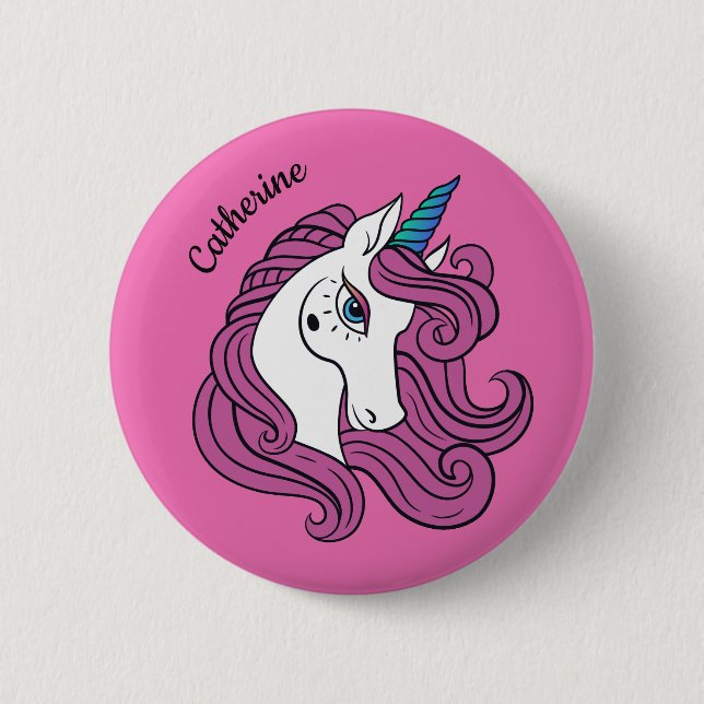 Cute Unicorn custom name & colour buttons (Front)