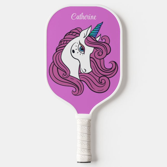 Cute Unicorn custom name Pickleball Paddle (Front)