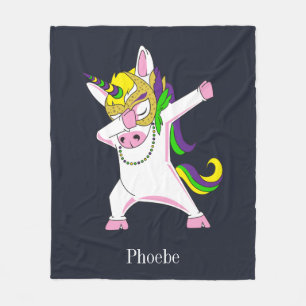 Cute Unicorn Dabbing Purple Pink Fleece Blanket