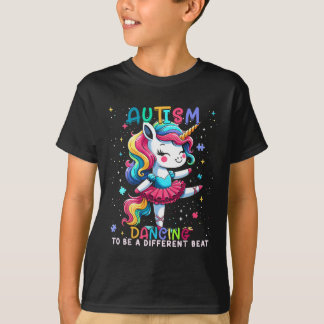 Cute Unicorn Dancing To A Different Beat Autism Aw T-Shirt