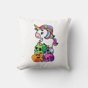 Cute Unicorn & Dead Skulls. Funny Goth Emo Hallowe Cushion