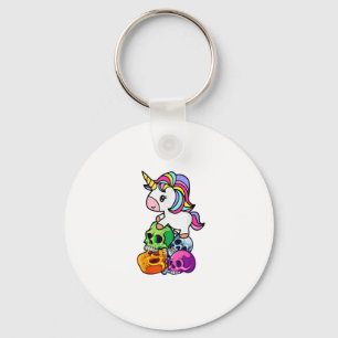 Cute Unicorn & Dead Skulls. Funny Goth Emo Hallowe Key Ring