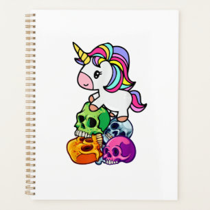 Cute Unicorn & Dead Skulls. Funny Goth Emo Hallowe Planner