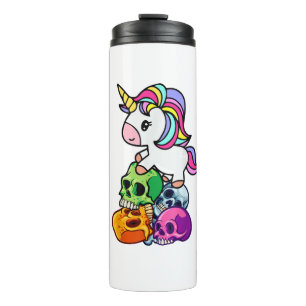 Cute Unicorn & Dead Skulls. Funny Goth Emo Hallowe Thermal Tumbler