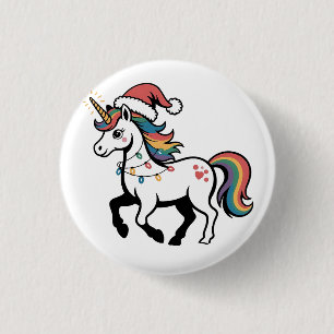 Cute Unicorn Deer Reindeer Christmas Lights Funny 3 Cm Round Badge