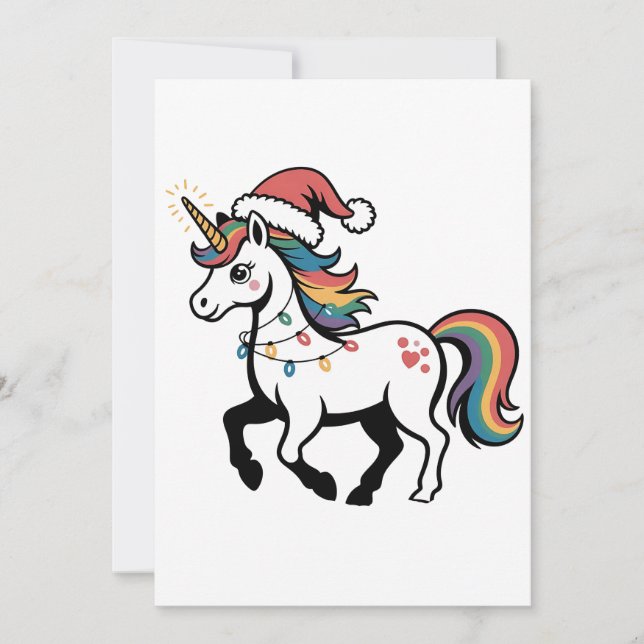 Cute Unicorn Deer Reindeer Christmas Lights Funny  Announcement (Front)